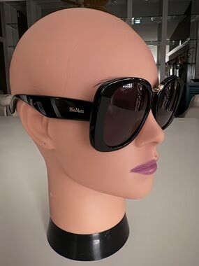 MaxMara Black Sunglasses with Gold Accent Bridge